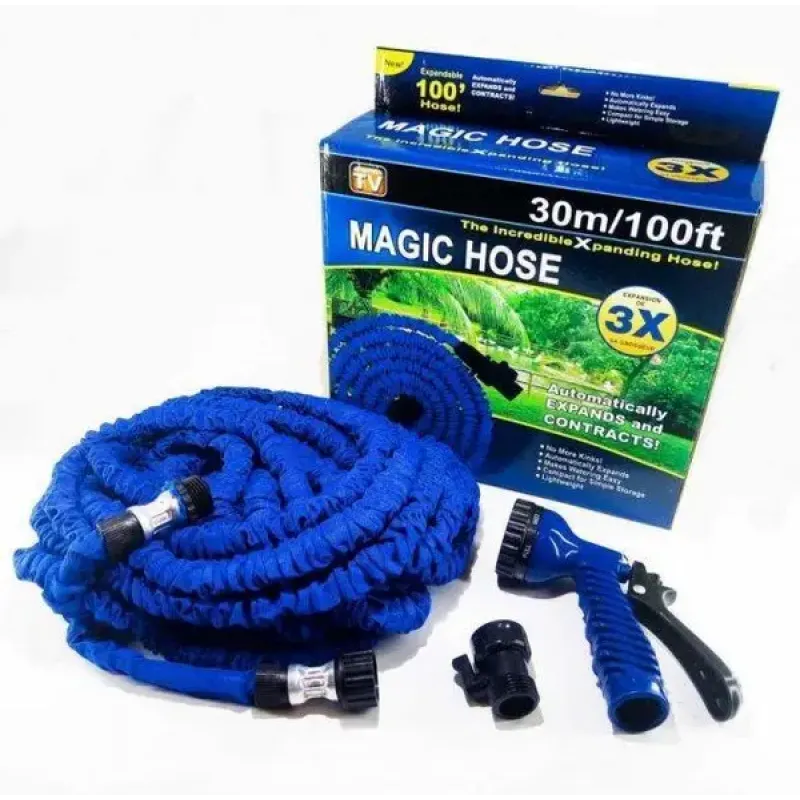Растягивающийся шланг для полива садовый Magic Hose с распылителем 30 м (100ft )