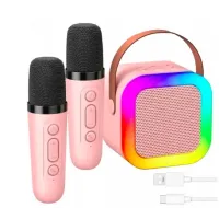 Портативная колонка с двумя караоке микрофонами и RGB подсветкой K12