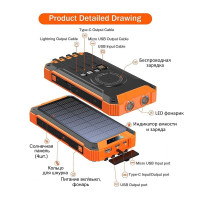портативный внешний аккумулятор (power bank) с солнечными панелями