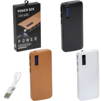 Шкіряний повербанк з ліхтариком та екраном на 3 USB
